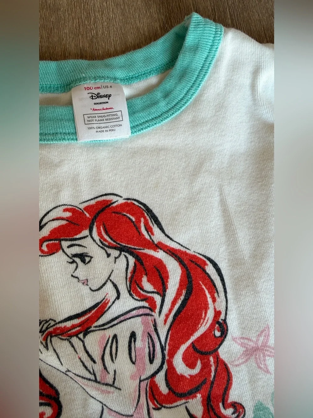 Hanna Andersson Little Mermaid Ariel Toddler Girl Shorts Pajama Set 4T